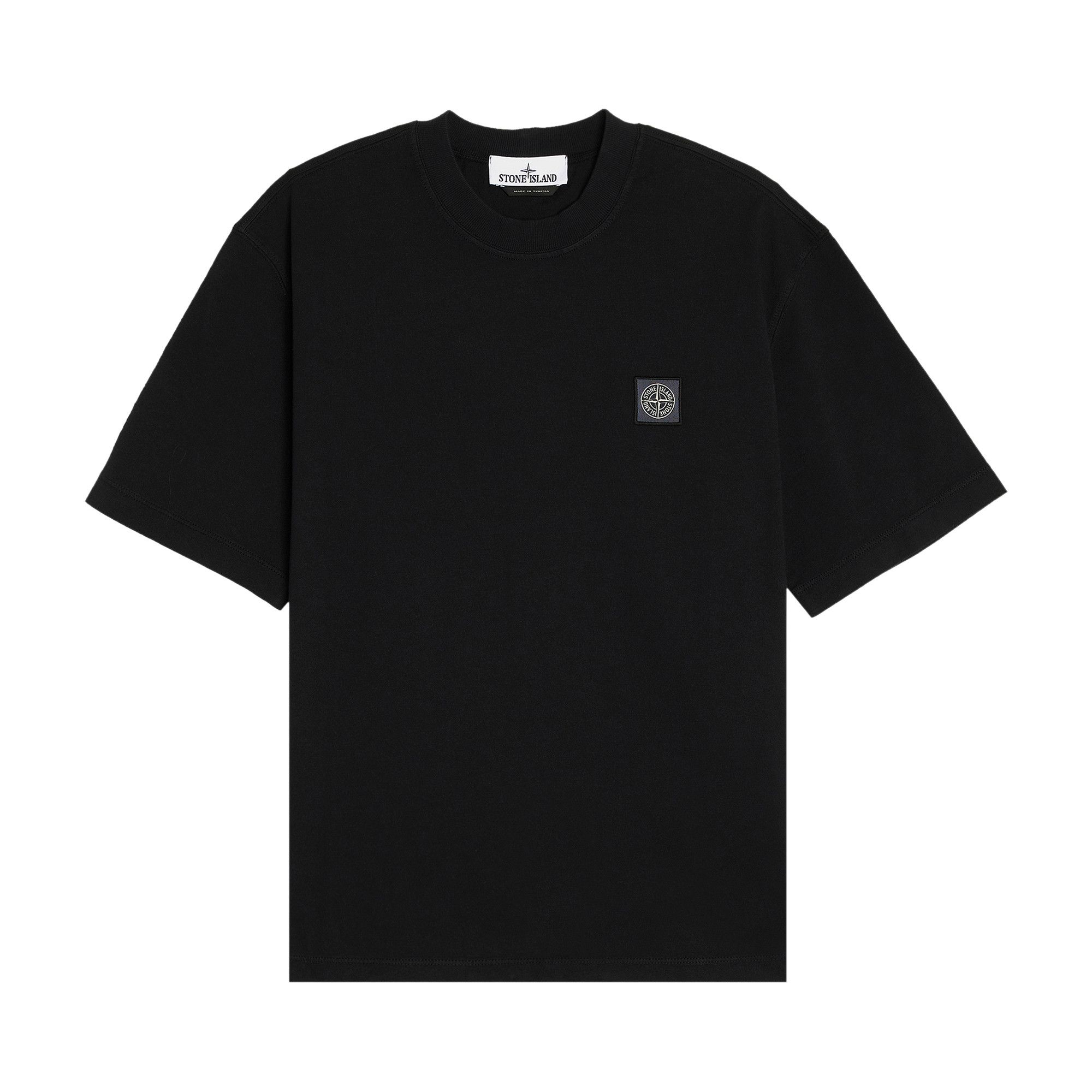 Buy Stone Island Compass Patch Logo Combed T-Shirt 'Black
