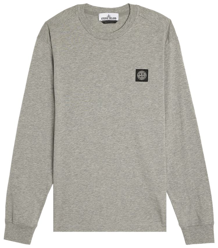 Stone Island Compass Patch Logo Long Sleeve T Shirt Melange Grey