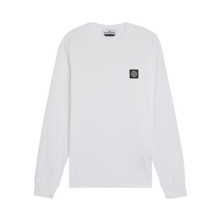 Stone Island Compass Patch Logo Long Sleeve T Shirt White