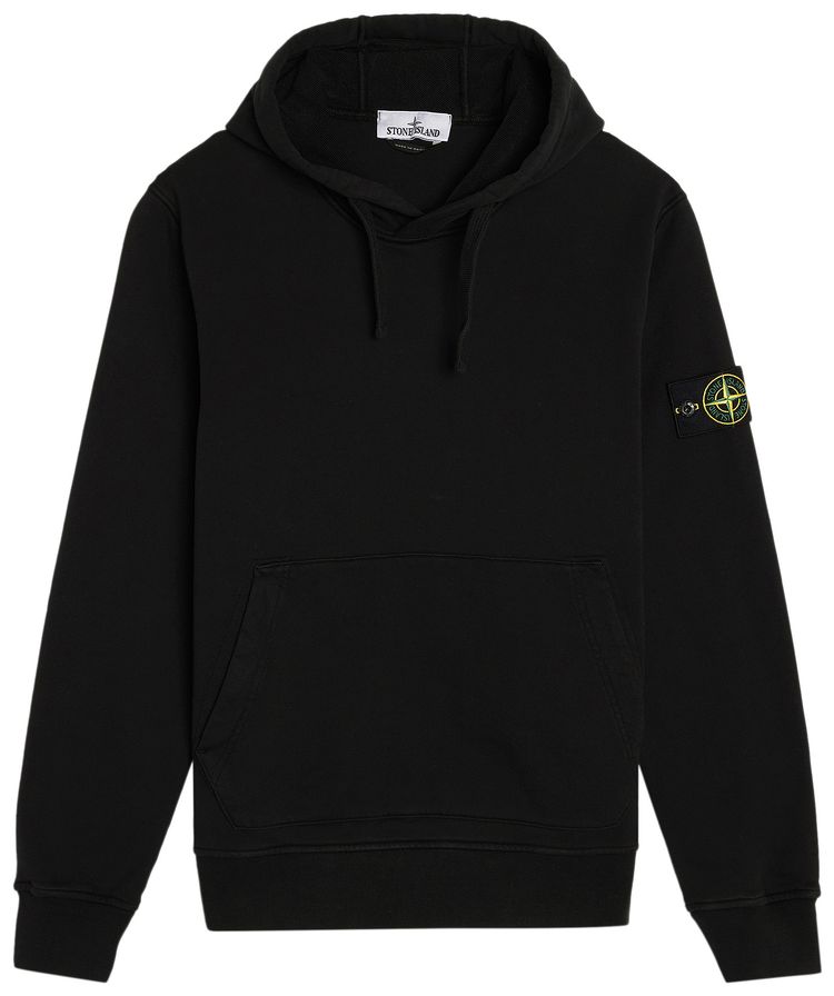 Stone Island Garment Dyed Fleece Hoodie Black