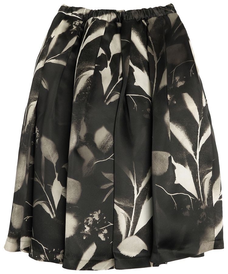 Comme des Garcons Silk Print Skirt BlackOff White