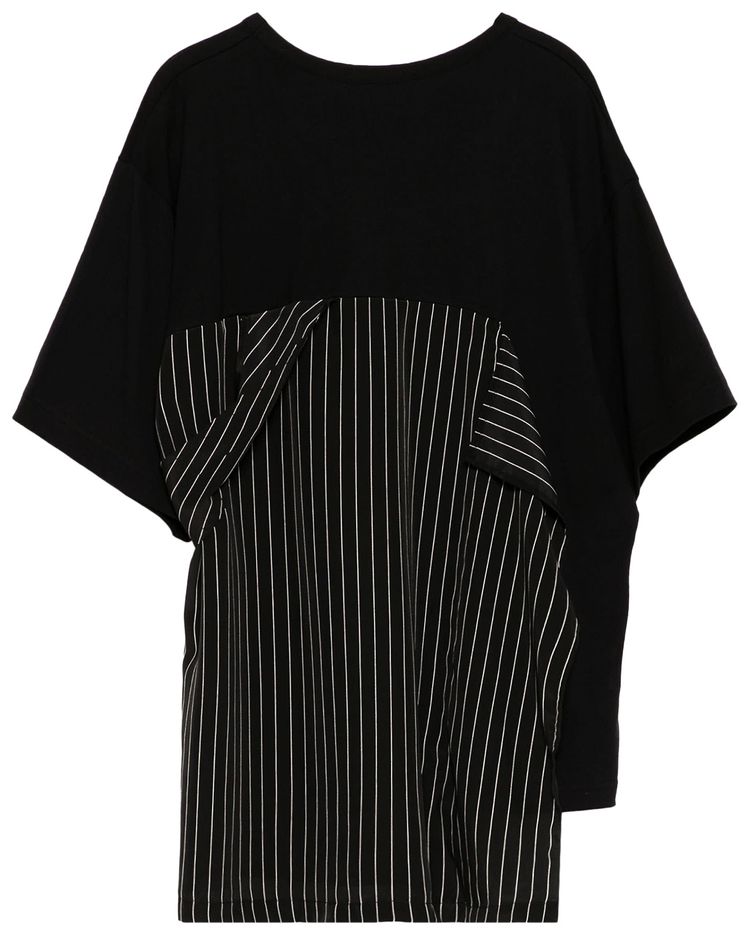 Ys Front Gathered Stripe T Shirt Black