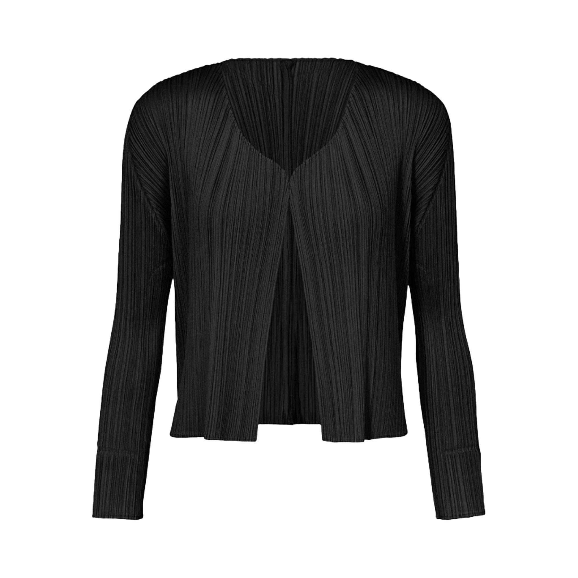 PLEATSPLEASE　ロングカーディガン a-poc Buy Pleats Please Issey Miyake Basics Cardigan 'Black' - PP56JO106