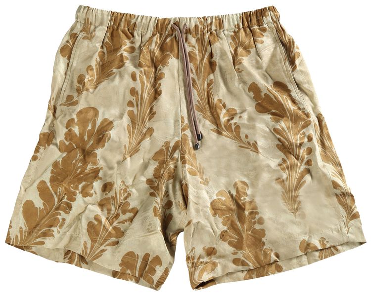 Dries Van Noten Printed Shorts Brushed Gold