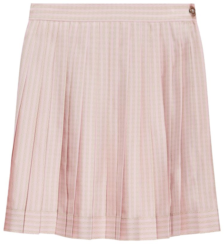 Versace Pinstripe Chain Silk Twill Skirt PinkMilk