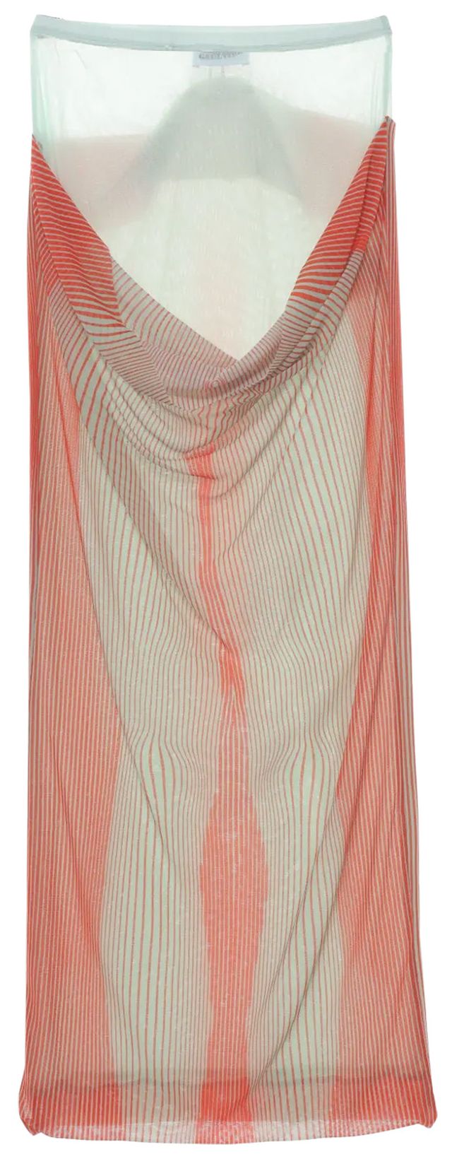 Jean Paul Gaultier Draped Pinstripe Body Morphing Long Skirt MintCoral
