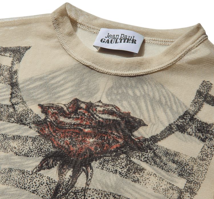 Jean Paul Gaultier Tattoo Mariniere Long Sleeve Top EcruBlackRed