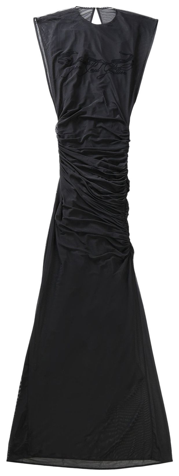 Jean Paul Gaultier Flocked Tattoo Ruban Dress Black