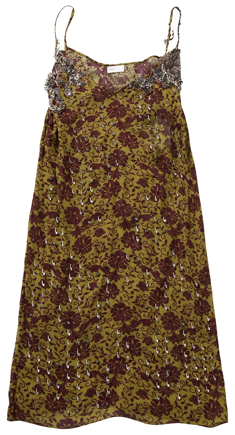 Dries Van Noten Floral Embellished Dress Olive