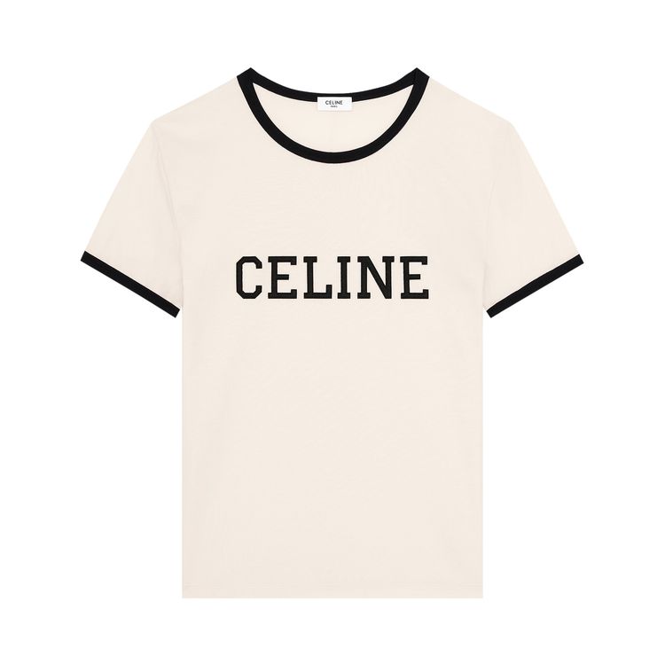 CELINE Regular Fit T Shirt Washed WhiteBlack