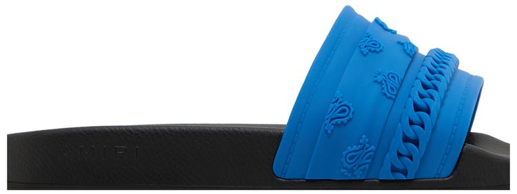 Amiri Bandana Chain Pool Slide Blue Paisley