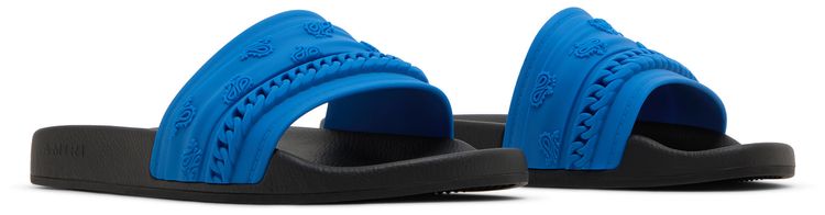 Amiri Bandana Chain Pool Slide Blue Paisley
