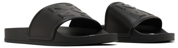 Off White Logo Print Slide Black Embossed