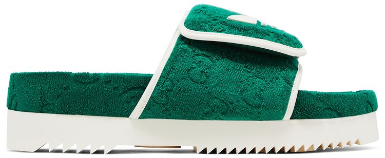 Adidas x Gucci GG Platform Sandal Green Cotton Sponge