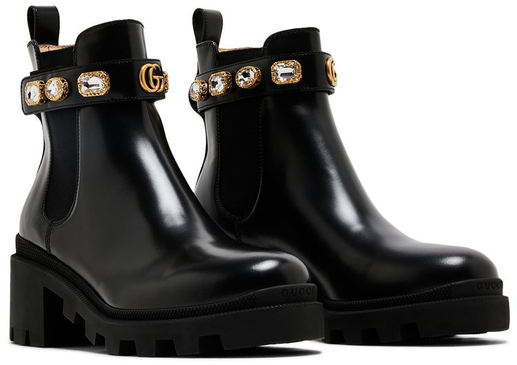 Gucci Wmns Leather Ankle Boot Belt   Black