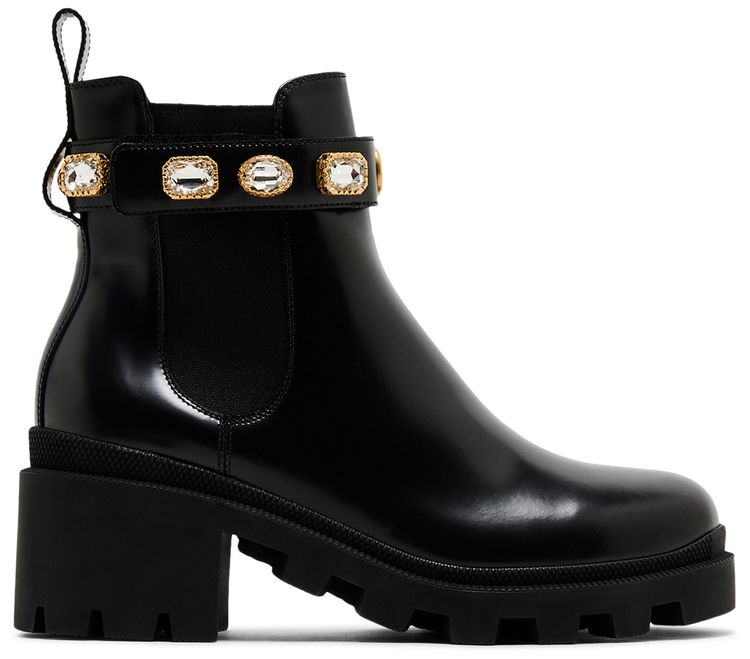 Gucci Wmns Leather Ankle Boot Belt   Black