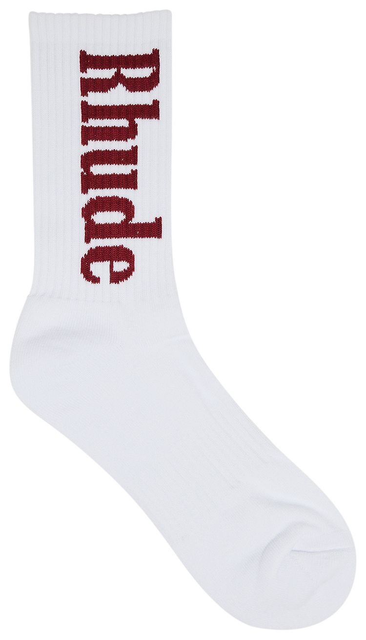 Rhude Vertical Logo Sock WhiteMaroon