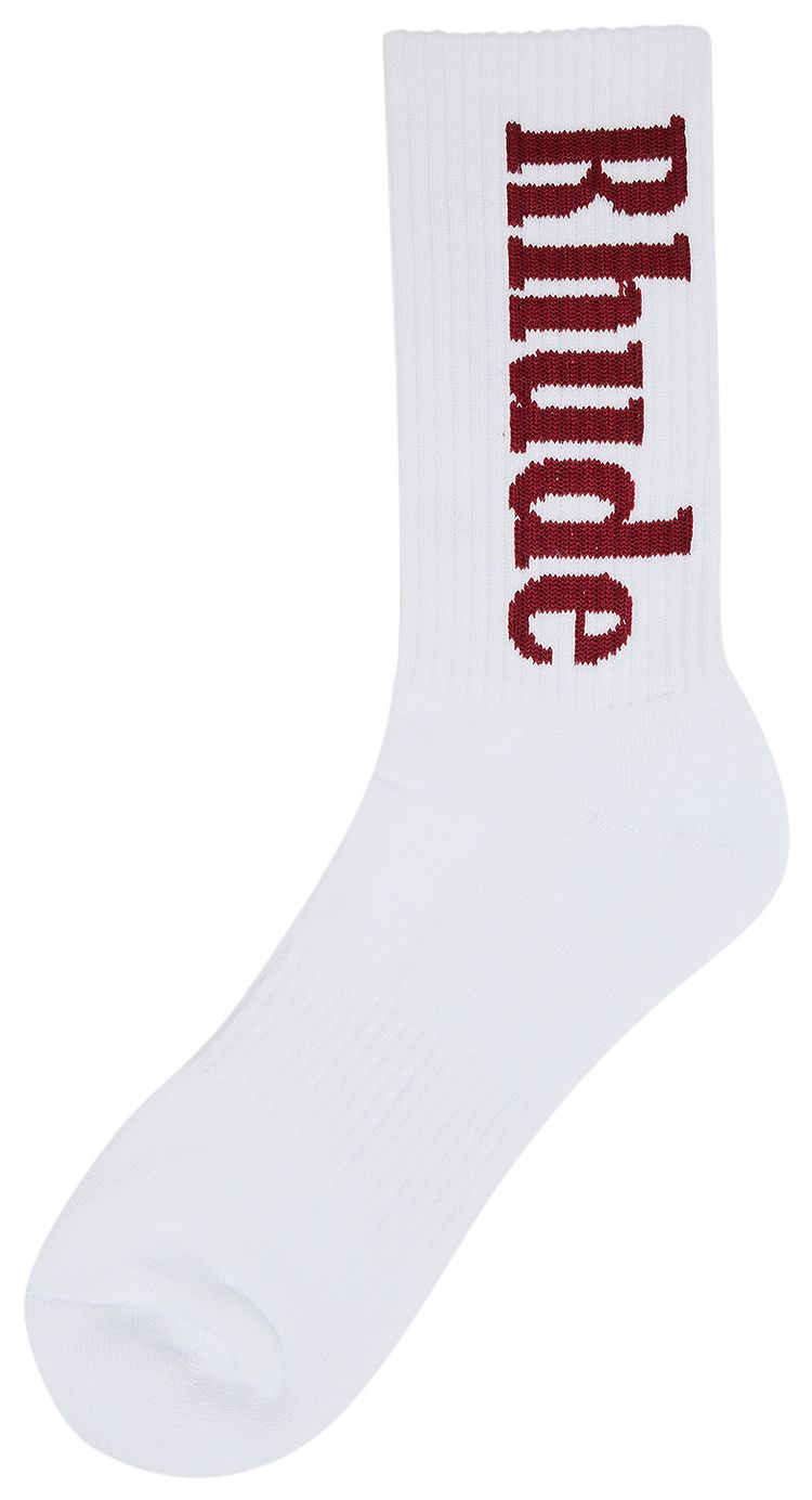 Rhude Vertical Logo Sock WhiteMaroon