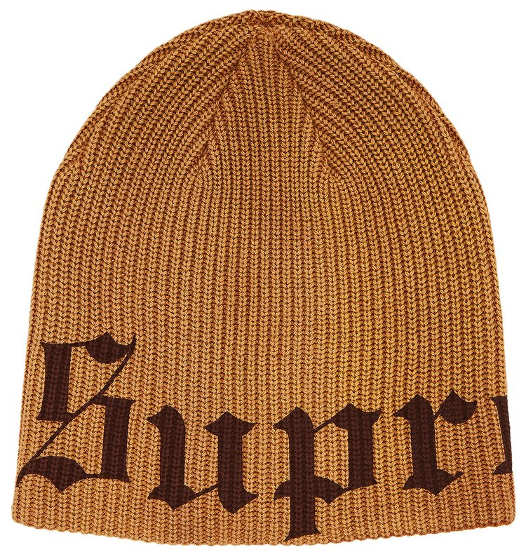 Supreme Old English Printed Beanie Tan