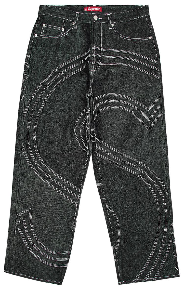 Supreme S Logo Rigid Baggy Jean Rigid Black