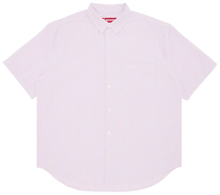 Supreme Loose Fit Oxford Short Sleeve Shirt Pink Stripe