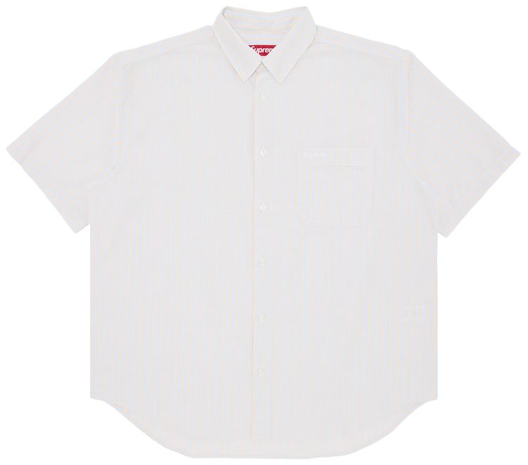 Supreme Loose Fit Oxford Short Sleeve Shirt Light Tan Stripe