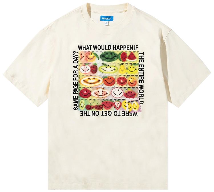 Market Smiley Same Page T Shirt Butter Cream