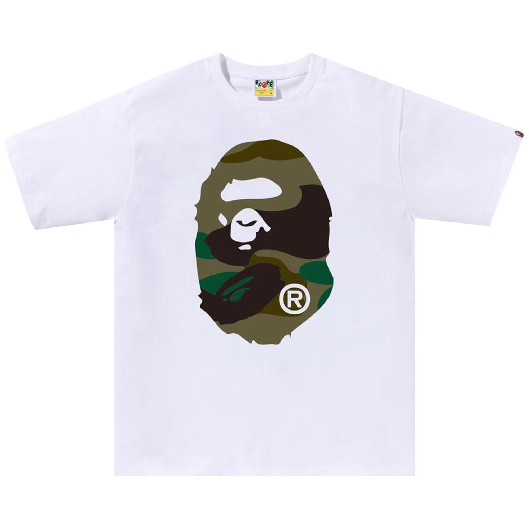 Buy BAPE Giant 1st Camo Big Ape Head Tee 'White/Green' - 1L30 110