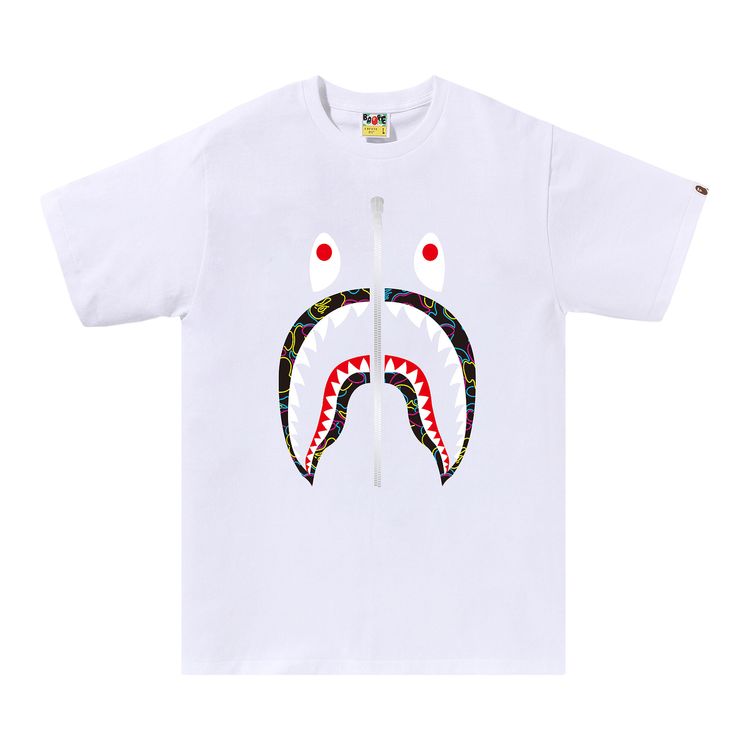 BAPE Neon Camo Shark Tee White