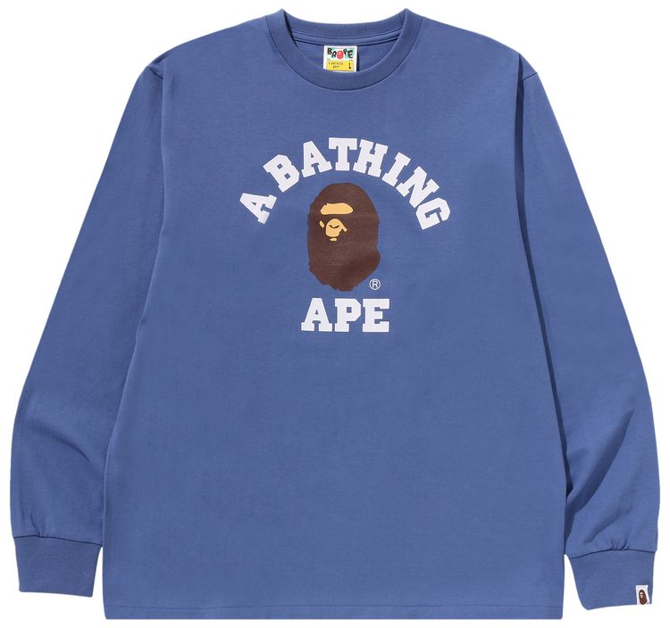 BAPE College Long Sleeve Tee Navy