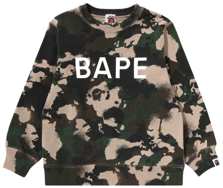 BAPE Kids Map Camo Bape Crewneck Sweatshirt Green
