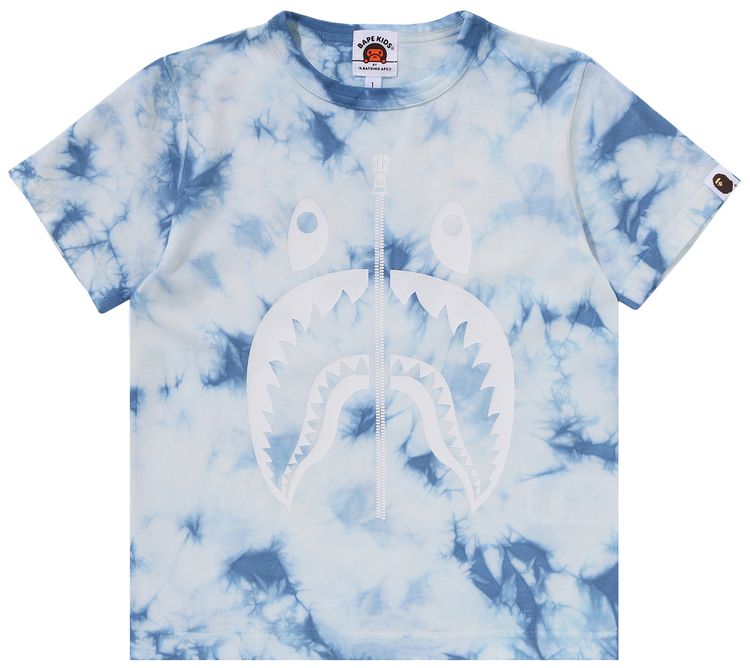 BAPE Kids Shark Tie Dye Tee Blue