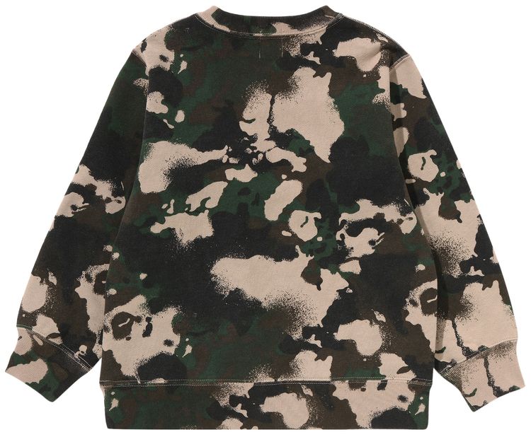 BAPE Kids Map Camo Bape Crewneck Sweatshirt Green