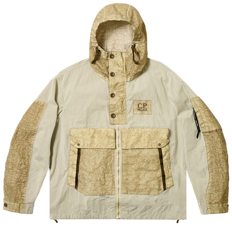 Palace x CP Company 50 Fili Heavy Mixed Hooded Jacket Stone