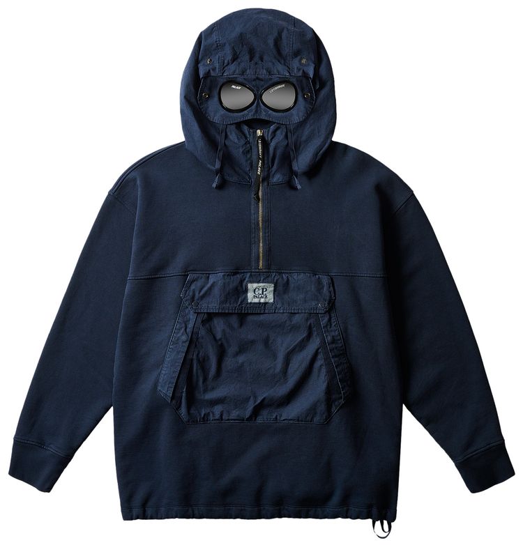 Palace x CP Company Fleece Old Goggle Hood Navy