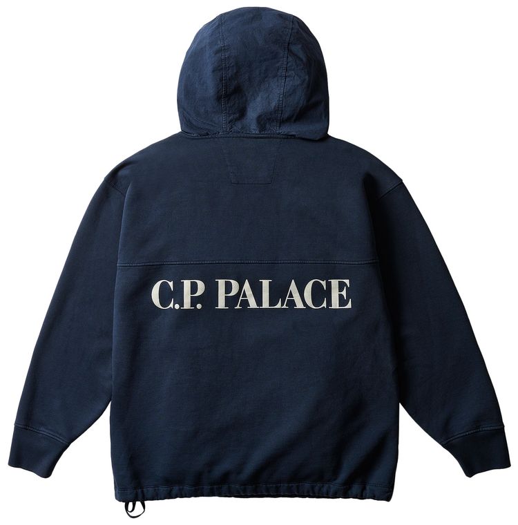 Palace x CP Company Fleece Old Goggle Hood Navy