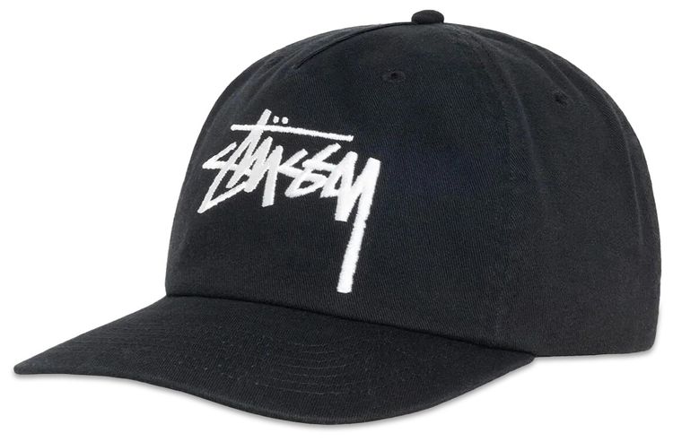 Stussy Mid Depth Big Stock Snapback Shadow Black