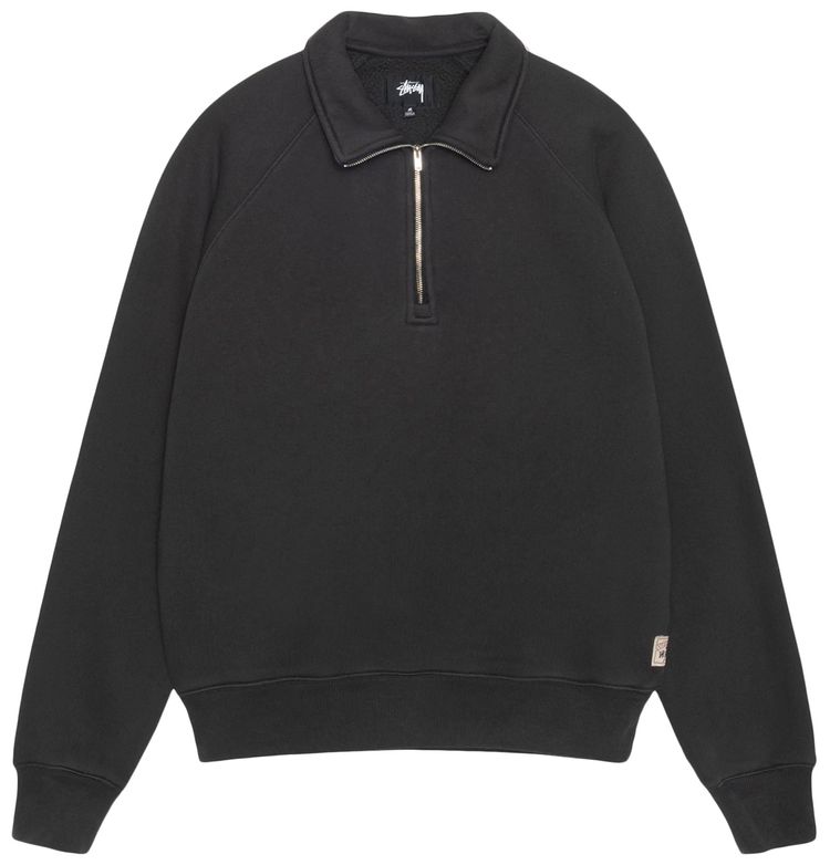 Stussy Relaxed Half Zip Washed Black