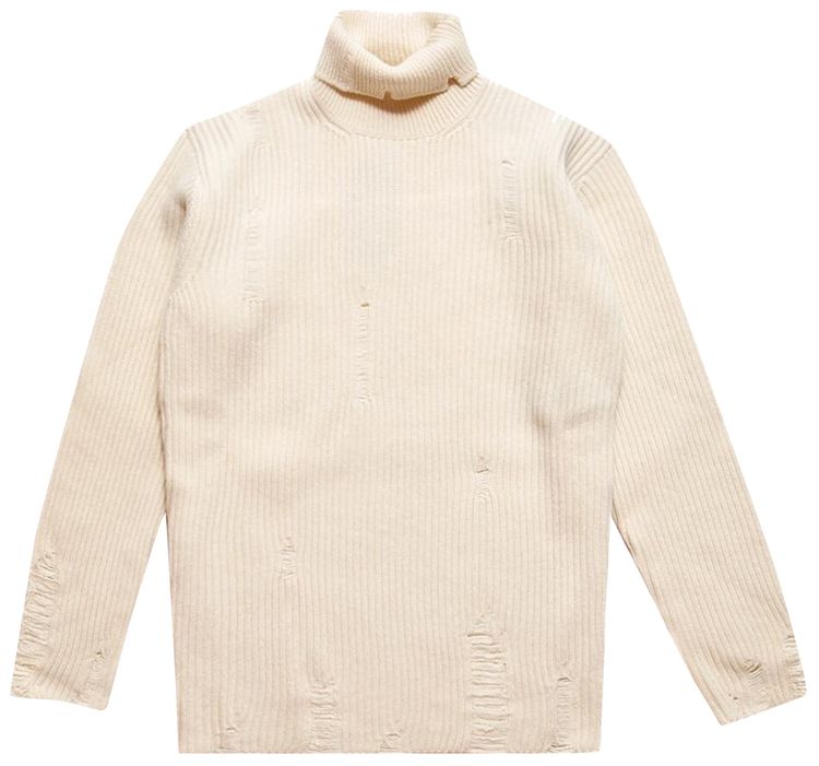 Ann Demeulemeester Jensen High Neck Oversize Jumper Beige