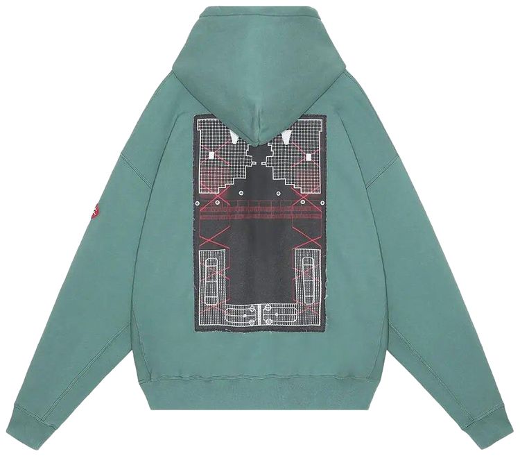 Cav Empt Washed District Patch Heavy Hoodie Green