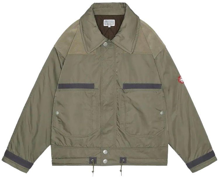 Cav Empt Leather Shoulder Bomber Jacket Khaki