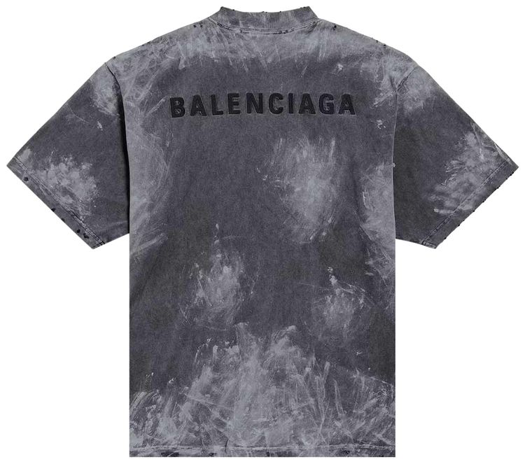 Balenciaga Paint Detailed Crewneck T Shirt Grey