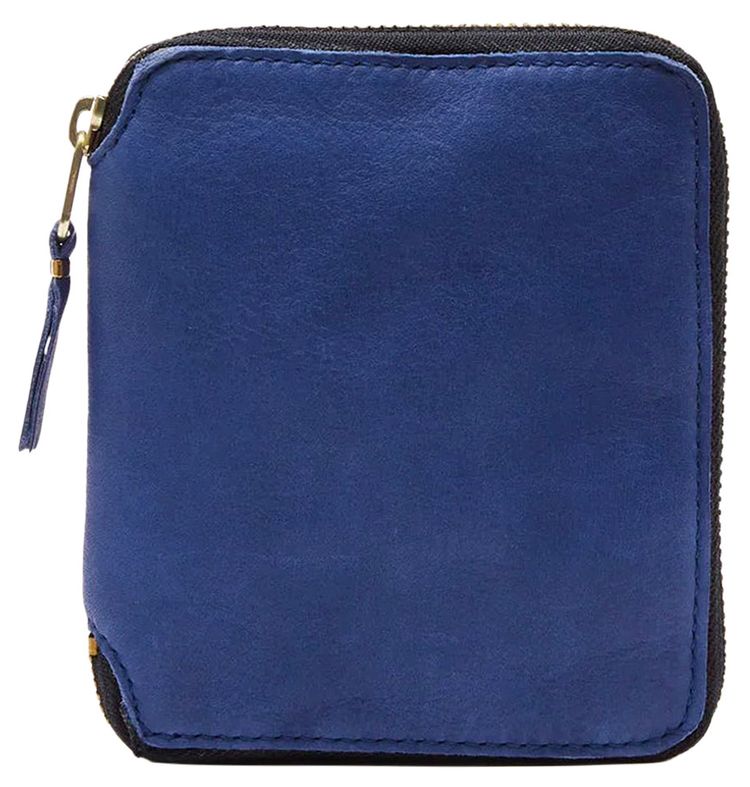 Comme des Garcons Wallet Washed Full Zip Around Wallet Navy
