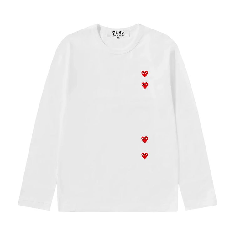 Comme des Garcons PLAY Multi Heart Long Sleeve WhiteRed