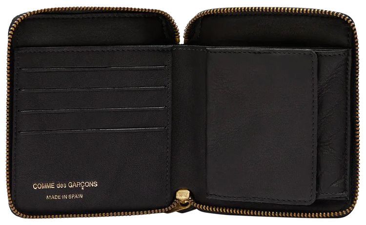Comme des Garcons Wallet Washed Full Zip Around Wallet Black