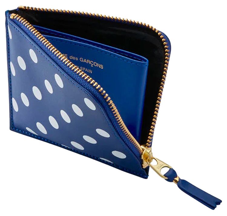 Comme des Garcons Wallet Polka Dot Printed Wallet Navy