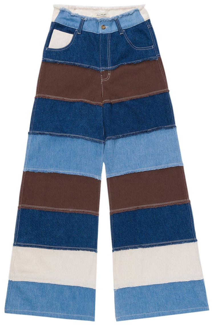Honor The Gift Wide Leg Panel Denim Pant Brown