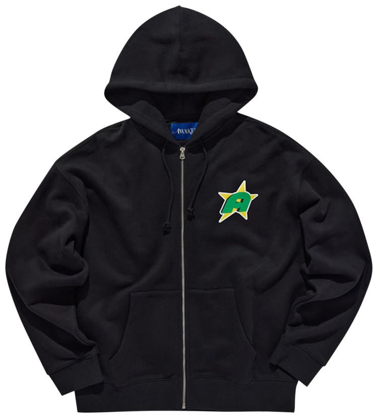 Awake NY Star A Zip Up Hoodie Black