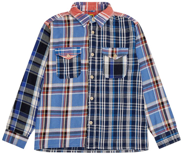 Human Made Crazy Check Long Sleeve Shirt Blue