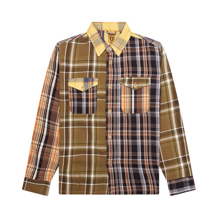 Human Made Crazy Check Long Sleeve Shirt Yellow